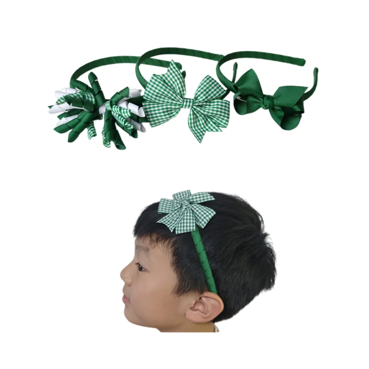 6 Sets =18Pcs Gingham Bows Hairbands Plaid Pattern Korker Ribbon Bowknot Hair Band Headbands For Women Girl's Children Headwear