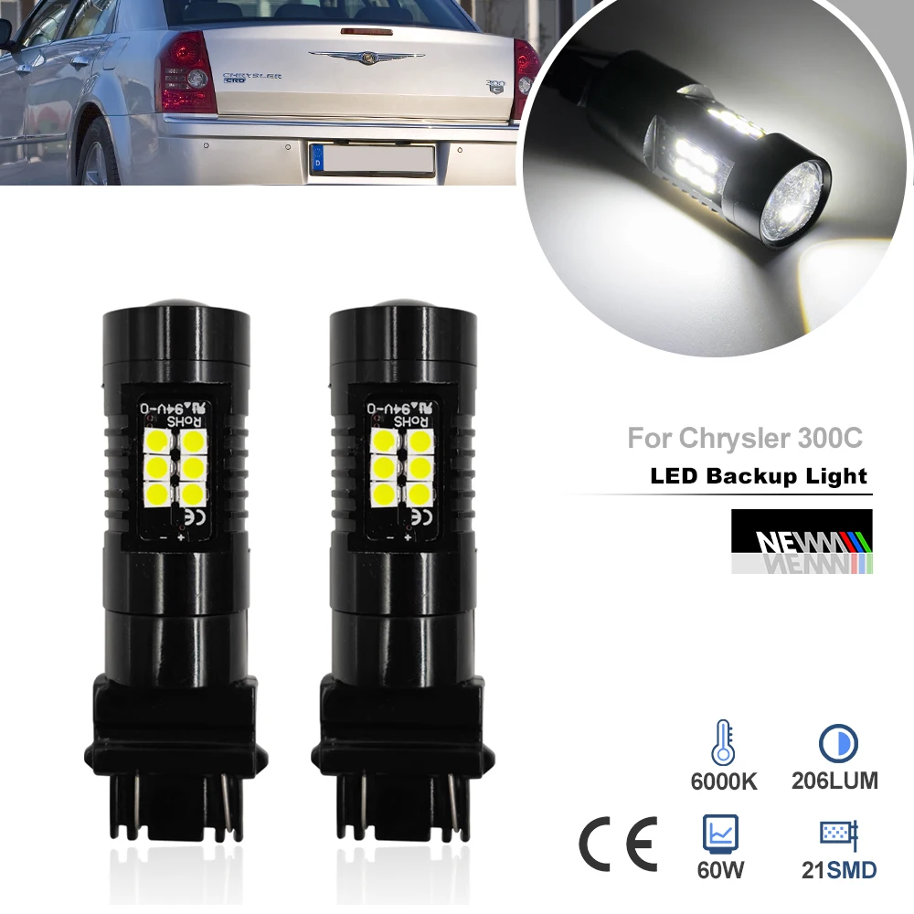 2PCs LED T25 3157 3357 3457 Reverse Backup Light Bulbs For Chrysler 300C 04-10 300M 99-04 PT Cruiser 00-10 Sebring 07-10