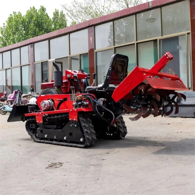 25HP Crawler Rotary Tiller Multi-functional Small   Micro Tiller Ditching Machine Tilling Machine with Attachments