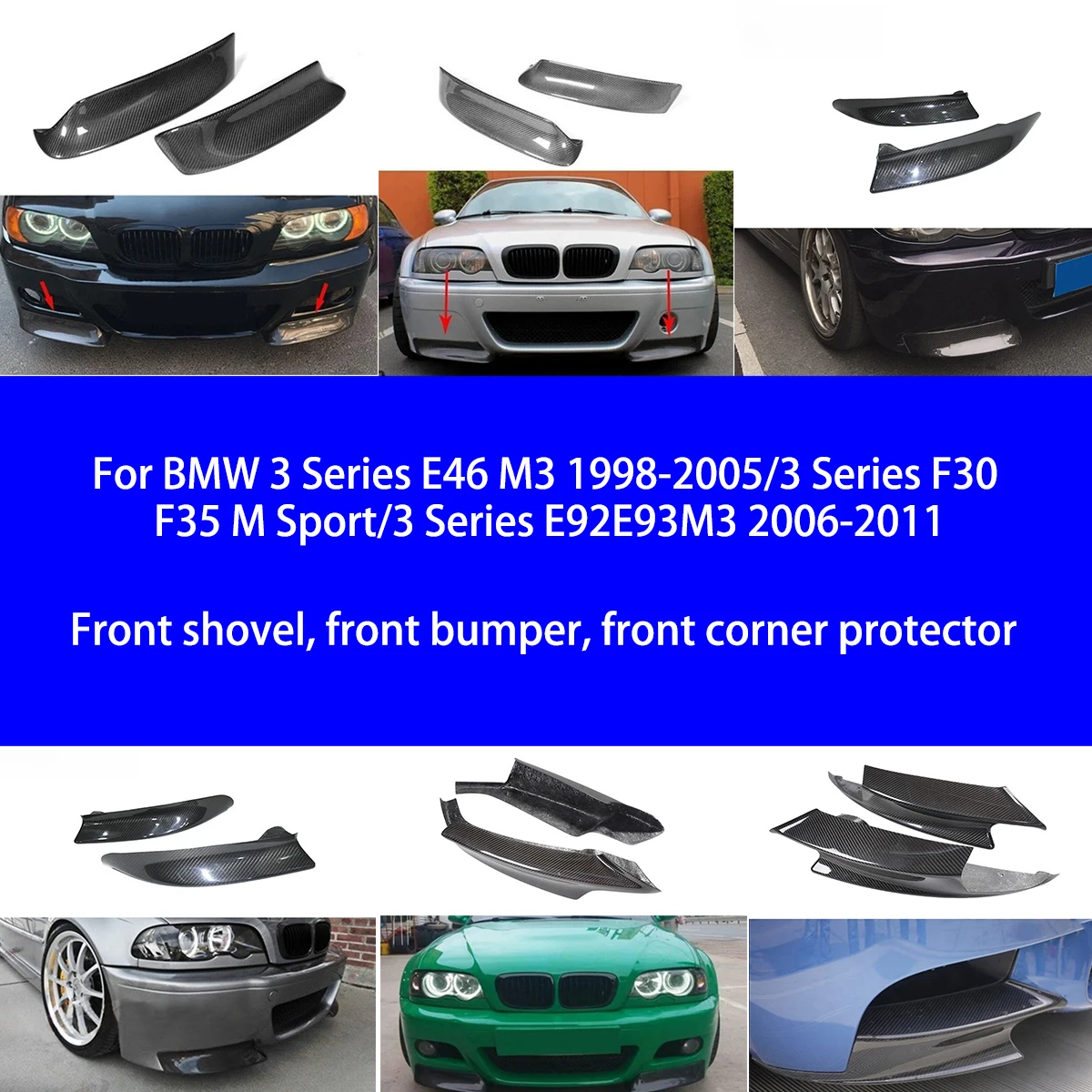 

Suitable for BMW 3 Series E46M3 F30F35 E92E93 Dry Carbon Fiber Front Bumper Corner Protector Decoration