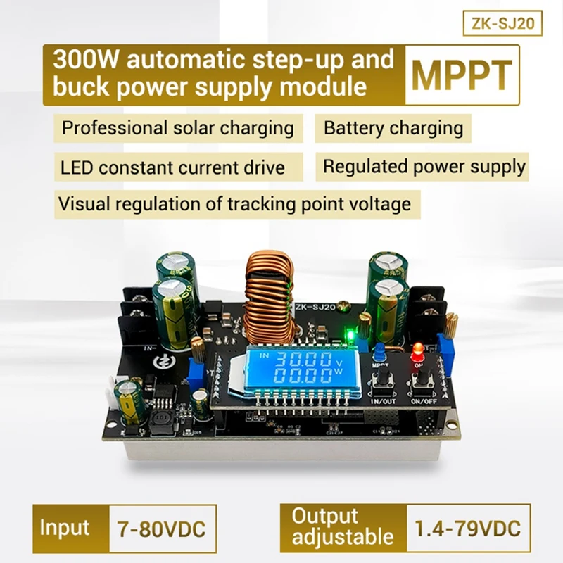 

ZK-SJ20 Automatic Step Up Down Module MPPT Buck Boost Converter Power Supply Module Adjustable Board