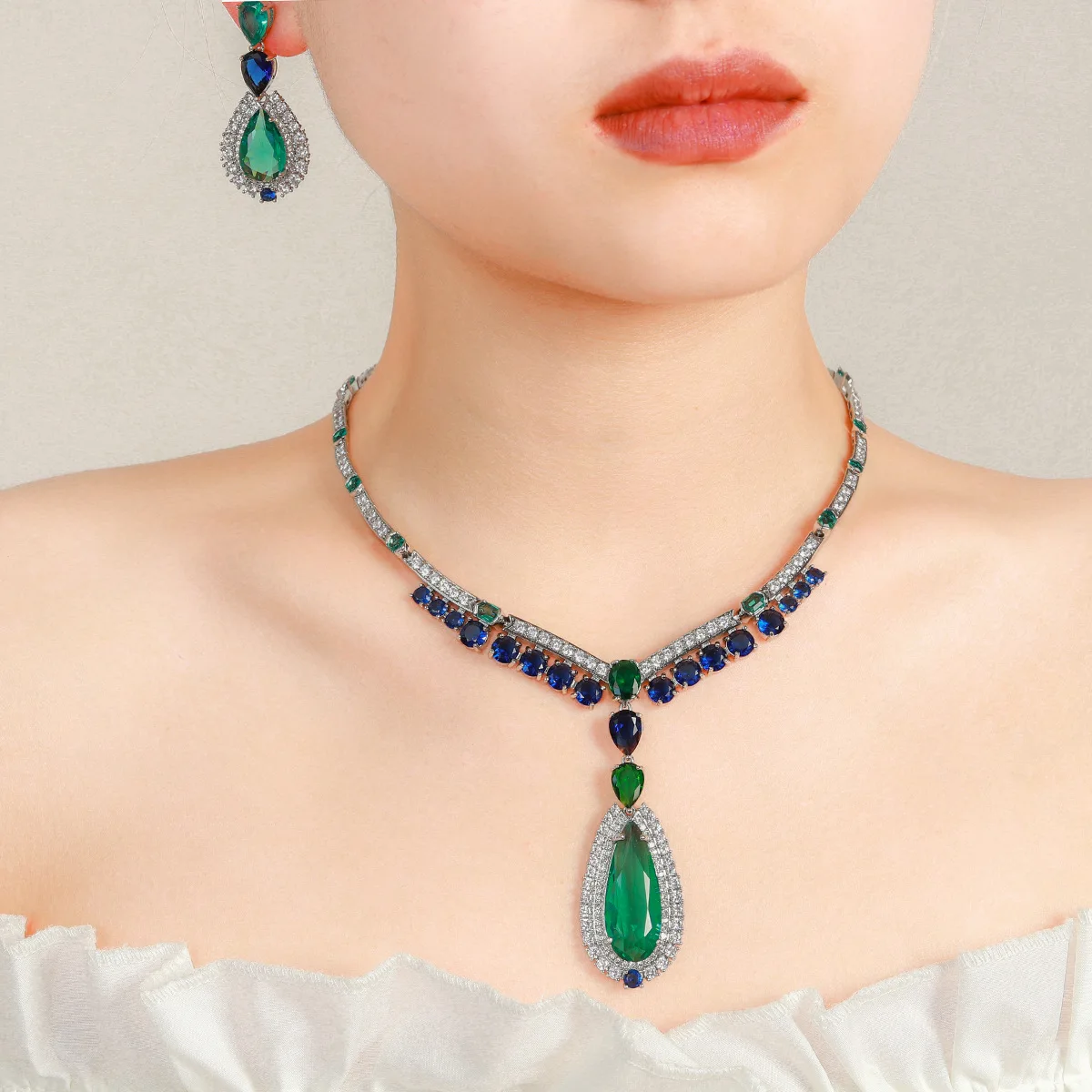 HIBRIDE Hot Selling High Quality Jewelry Necklace Earrings 2 Piece Women's Dress Set Suitable for pai Wedding Host Gift S-924