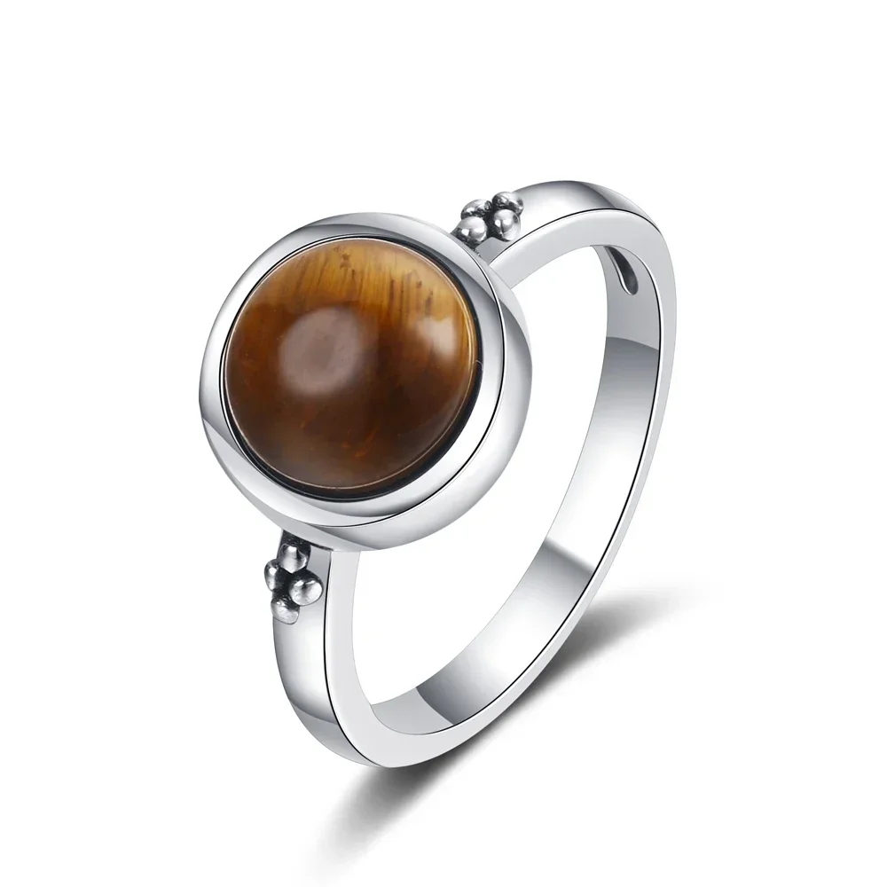 Natural Tiger Eye Ring Jewelry for Women 925 Sterling Silver Elegant Anniversary Engagement Wedding Gifts Amethyst