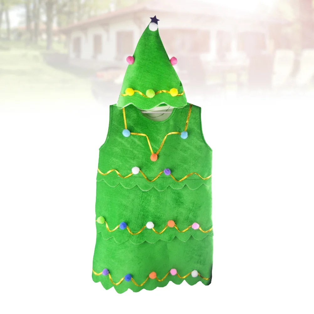 Christmas Tree Costume Dress Hat Party Performance Masquerade Cosplay Boys Girls Show Holiday Ball Color Random
