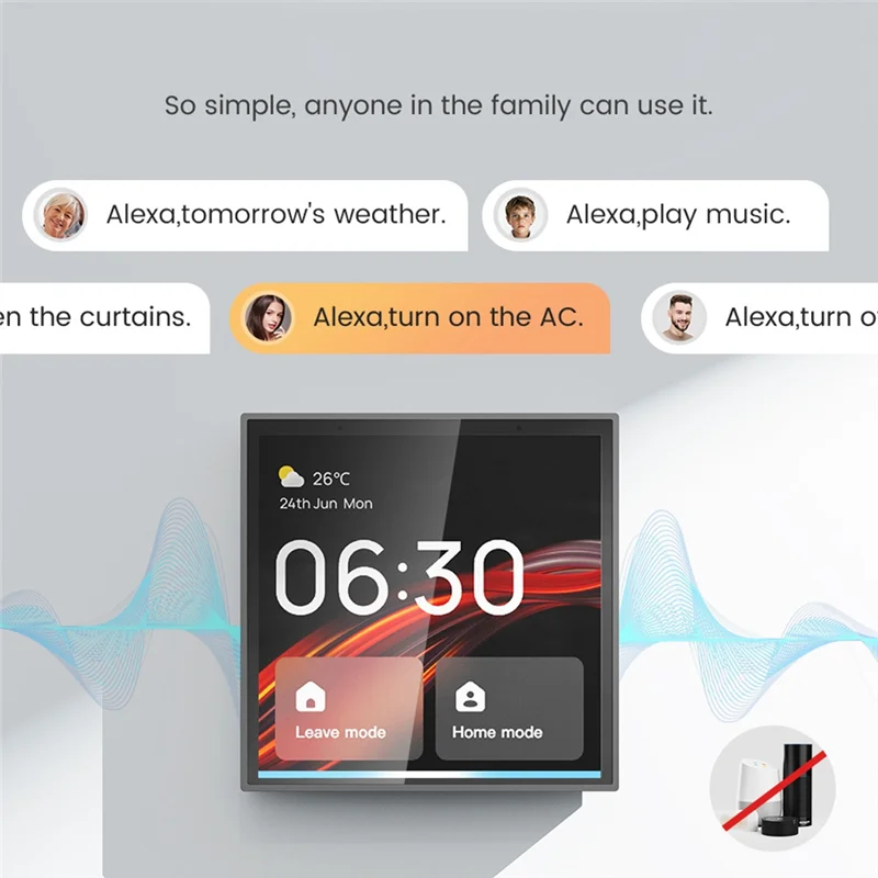 ABVI-Wifi لوحة التحكم الصوتي مقاطعة التحكم الصوتي Tuya المنزل الذكي مع شاشة تعمل باللمس 4 بوصة للتحكم في المنزل الذكي