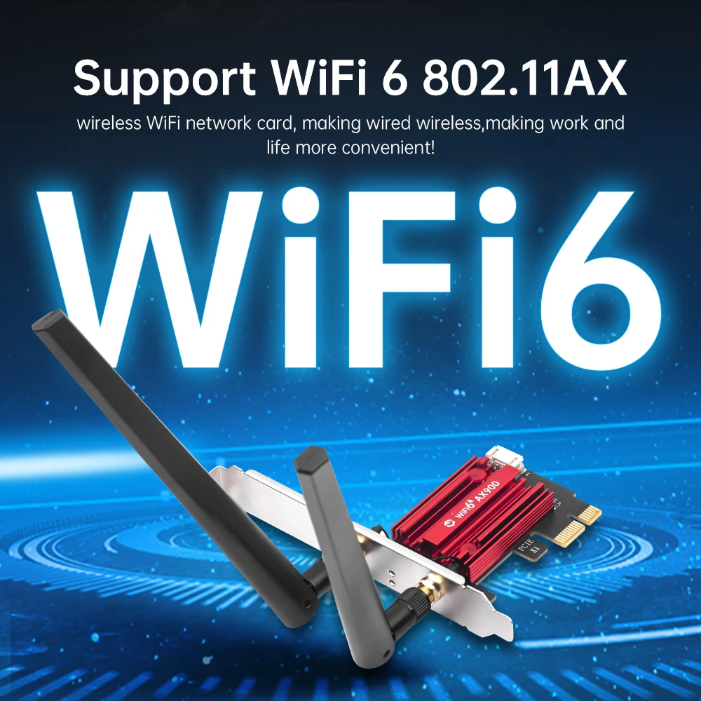 WiFi 6 AX900 PCIE WiFi Adapter BT5.4 802.11AX Dual-band 2.4G/5GHz Wireless Network Card for Desktop Win 10/11