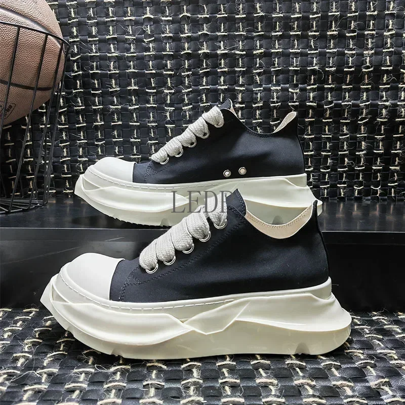 

RO Мужская и женская черная повседневная парусиновая обувь. Дизайнерская повседневная модная дышащая обувь на толстой подошве со шнуровкой. Джокер. Обувь для пар.