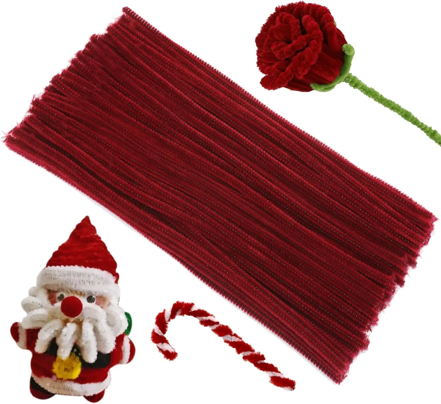 100/200/300 Pcs Creative Crafting Pipe Cleaners Supplies for DIY Crafts, Chenille Stems Pipe Cleaners for Flowers