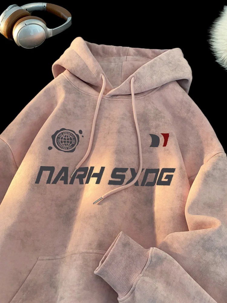 

Подростковая толстовка для мальчиков 2024: Новинка осенне-зимнего сезона, американский ретро-стиль, окрашенная, плотная, с капюшоном, модная, свободного кроя, с длинными рукавами