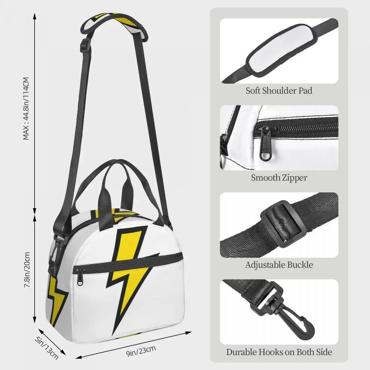 Yellow Lightning Bolts With Bright Blue Background Insulated Lunch Bag for Kids School Cooler Thermal Box Tote Lunch Boxes