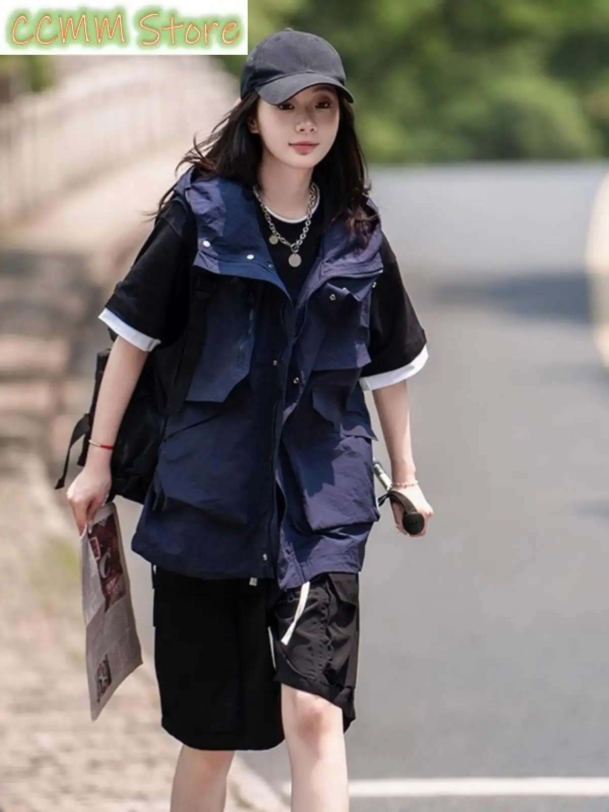 Outdoor Workwear Vest Men's Women's Thin Breathable Multi-ket Mountain Climbing Outerwear Street Sle Zipper Closure Soli...