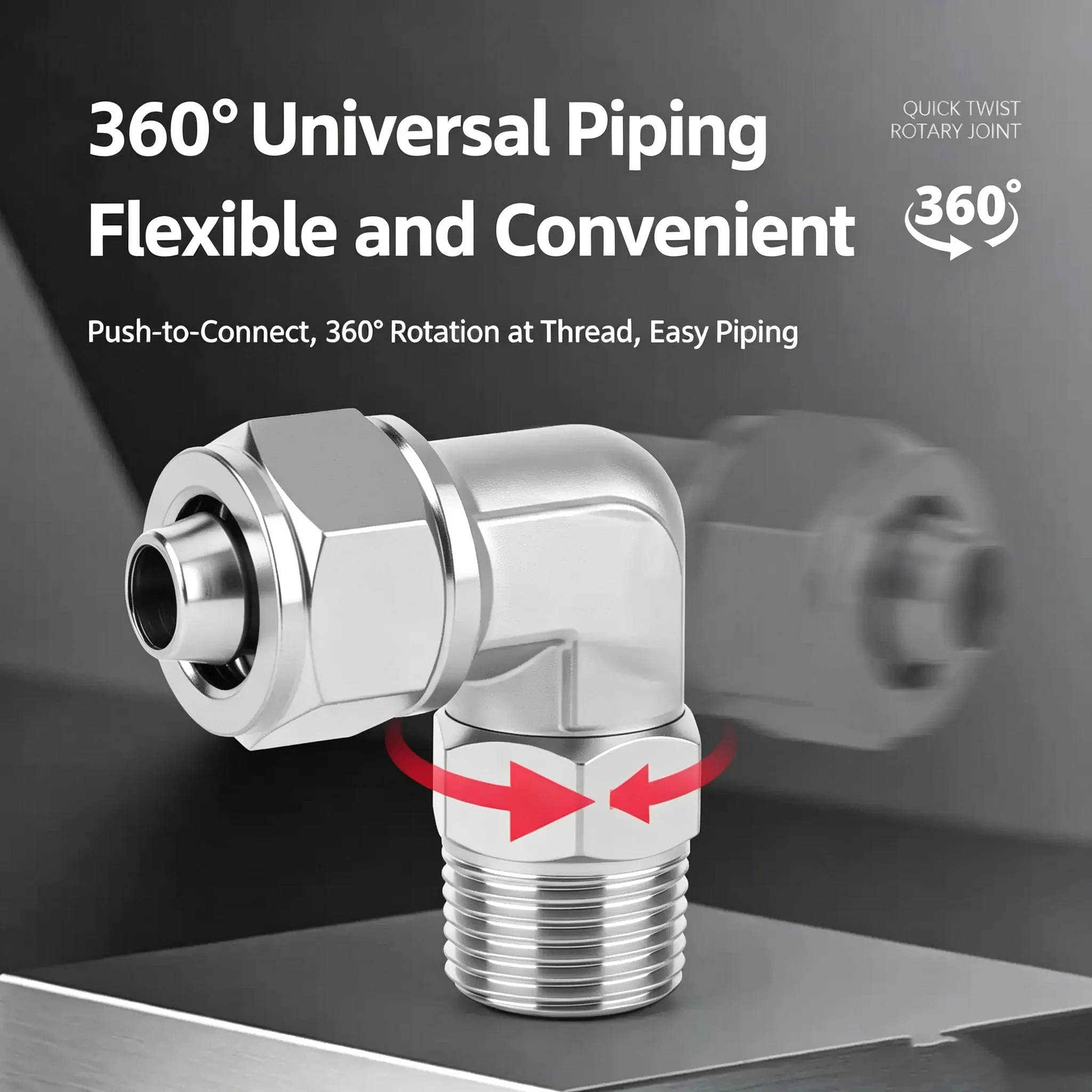 PL Fast Tightening Pneumatic Quick Connector 360 Degree Rotary L Elbow Outer Thread PU Hose Pipe 1/8 1/4 3/8 1/2 - Multiple Size