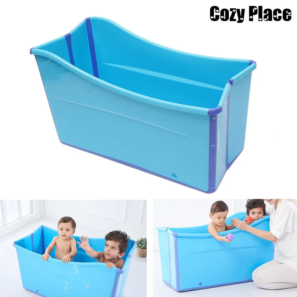 

Portable Bathtub Folding Cold Plunge Tub PP Bathtub Kids SPA Bath Bucket Ice Bath Tub Indoor Outdoor Warm Tub Blue