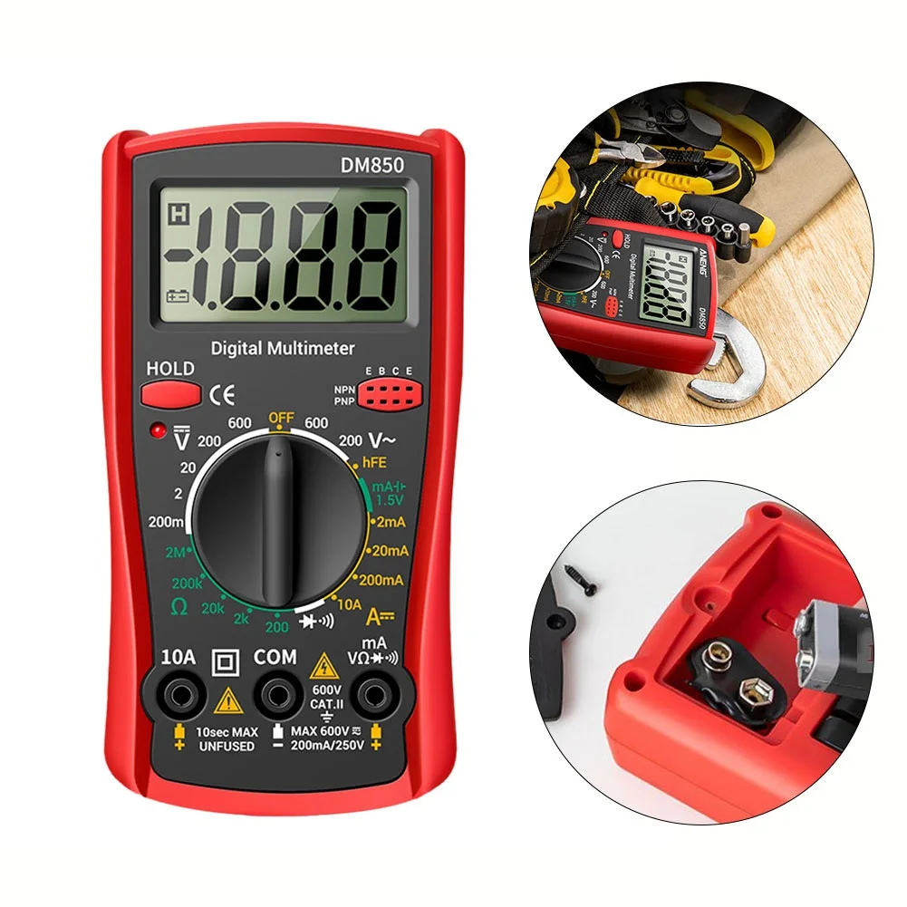 F2 DM850 Digital Multimeter With PVC/brass Test Leads Professional Multimeter AC/DC Votage Tester 1999 Counts Electrician Tools