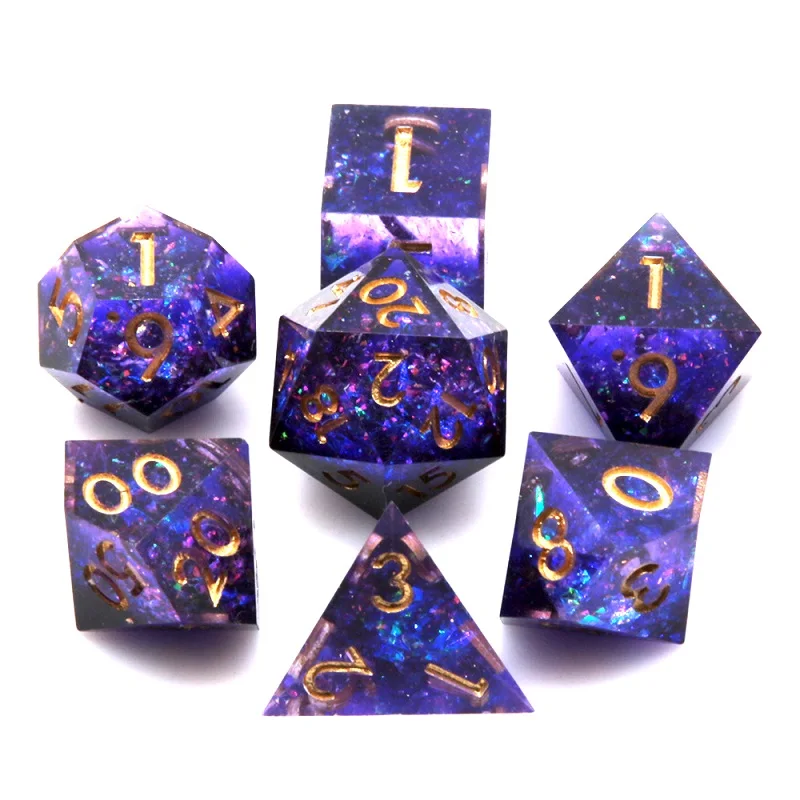 7PCS/Set Resin Dices Multi-shape Sharp Polyhedron Mold Role Play Colorful Playing Toy D&D TRPG Role Playing Board Game Dice