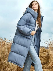 Winter Big Pocket Hooded Long Down Jacket Parker Women Thickened Cotton-padded Jacket For Women Windbreak Warm Knee Length Coat