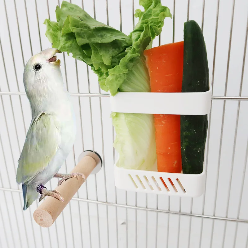 Bird Fruit Holder Parrot Foraging Toys for Wire Cage Hanging Treat Food Basket for Conures Parakeets Rabbit Grass Feeder Rack