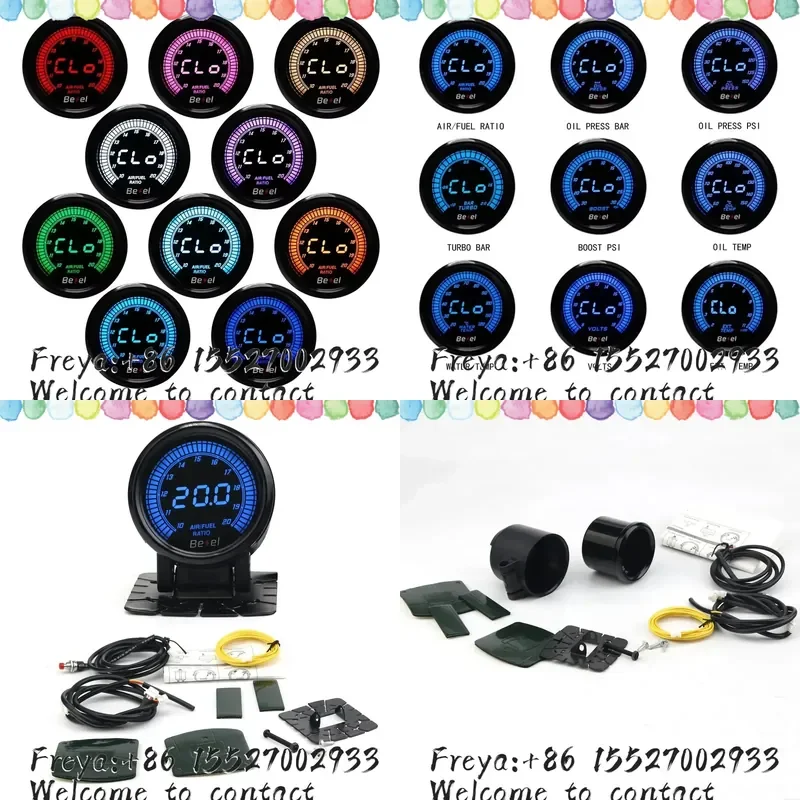 52mm Boost Car Meter New Water Temp Oil Temp Volt Vacuum Tachometer EGT Air Fuel Ratio Oil Pressure Gauge in 10 Colors