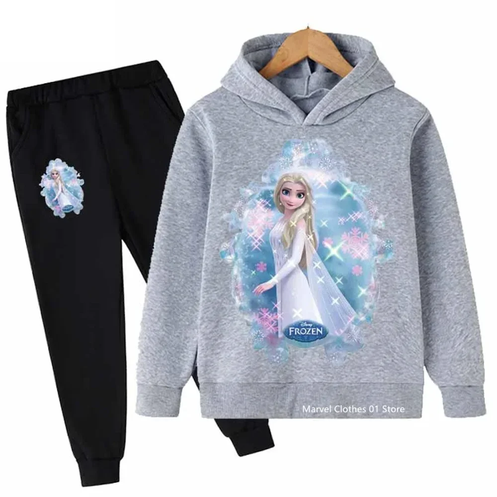 Spring Autumn Girls Frozen Hoodie Set Kids Santa Claus Clothes Casual Boys Suit Children Suit Hoodies and Pants 2pcs