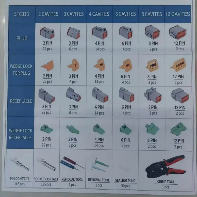 Imagem -02 - Série Impermeável Fio Conector Kit Plugue Selado Automotivo com Caixa de Pinos Alemão Dt062 12s Dt04-2 12p 605 Pcs dt