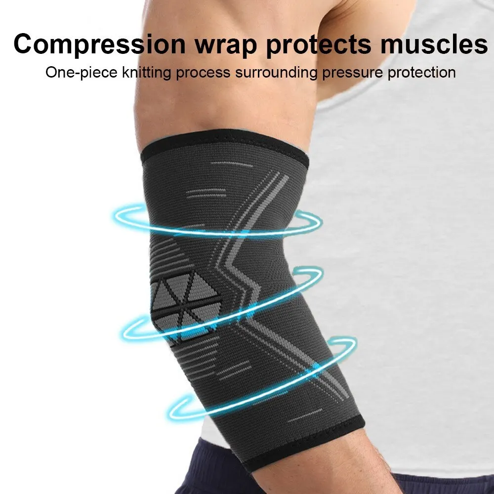 Elbow Compression Sleeve Forearm Pain Relief for Tendonitis Tennis Golfers Arthritis Workout Weight Lifting Grey 1PC