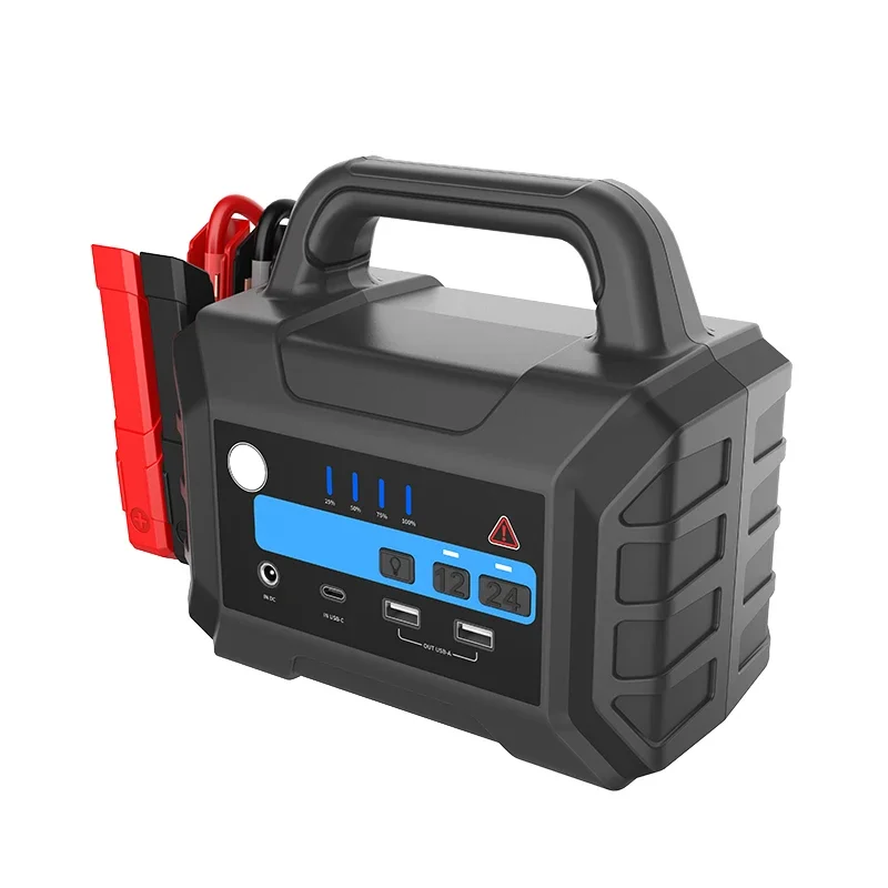 Carcu-Lithium-Batterie-Startkabel, 12 V, 24 V, mit LED-Licht, Notstromversorgung für LKW, Motorrad, 3000 A, Spitze