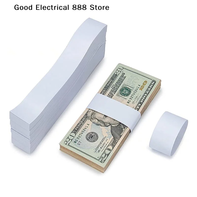【GE】100pcs Money Bands Self-adhesive Tear Resistant Self Sealing Cash Straps Professional White Money Wrappers For Supermarkets