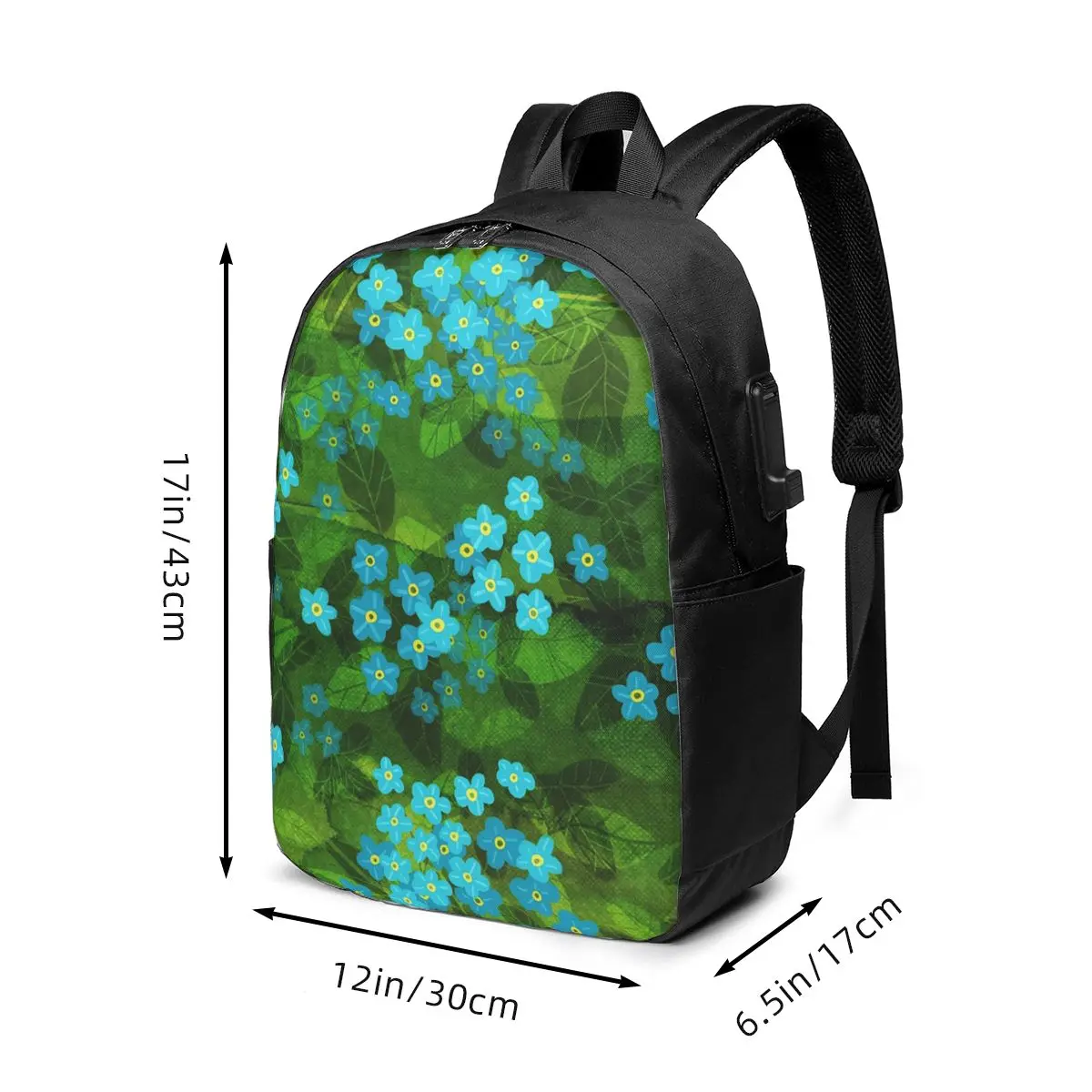 Forget-Me-Not Flower Pattern Backpack Travel Notebook Bag Computer College Student School Bag Laptop Shoulder Bags for Men Women