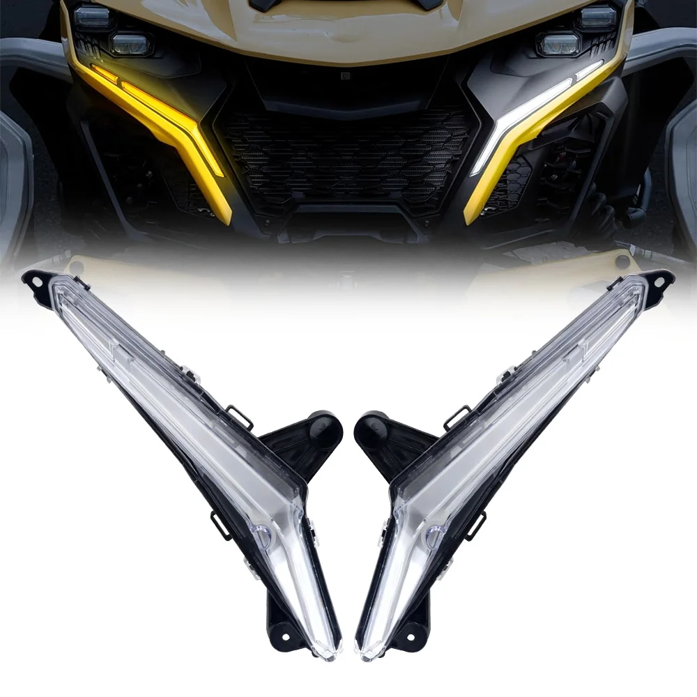 Front LED Turn Signal Fang Lights for Can-Am Maverick R X RS 2024+ Accessories Daytime Running Signature Light