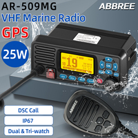 ABBREE AR-509MG VHF Marine Radio Fixed Mount 25W with GPS Waterproof IP67 DCS Call USA/INT/CAN Marine Transceiver For Fishing