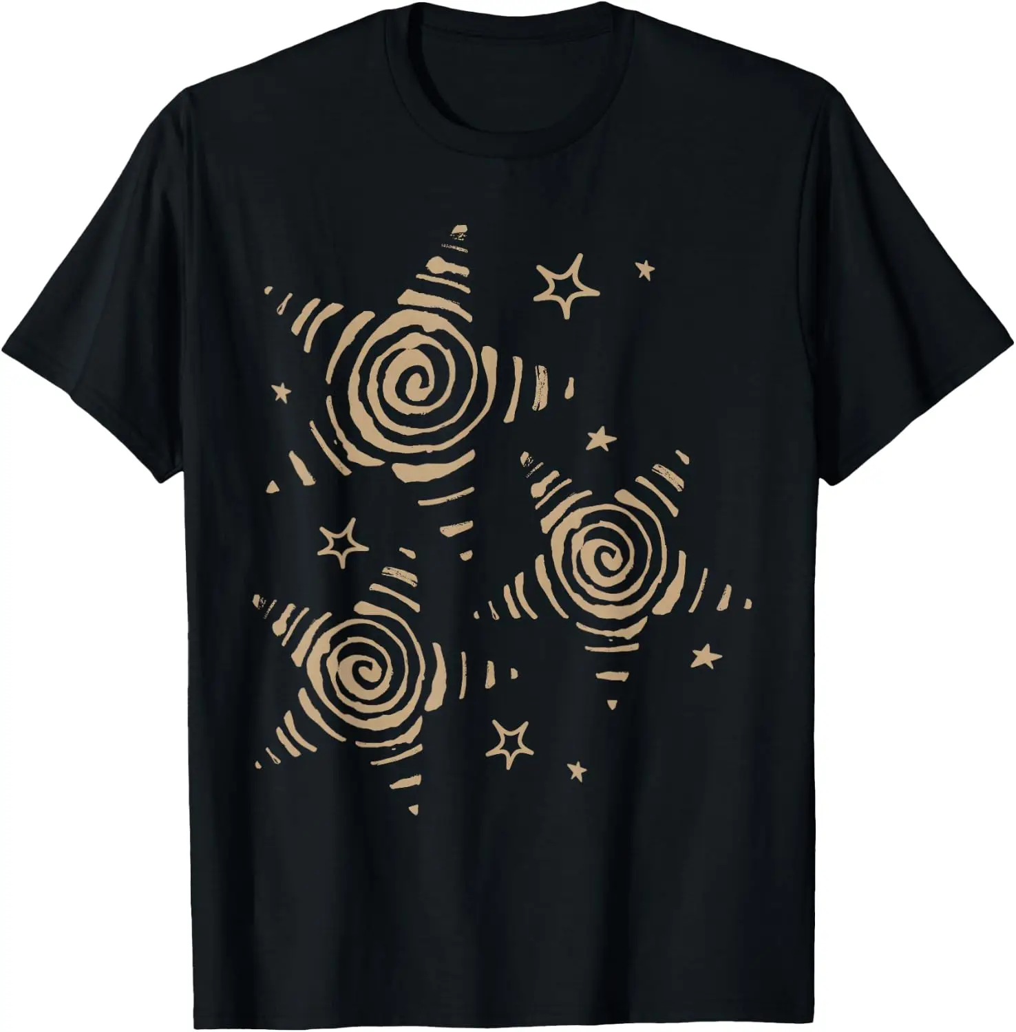 Spiral Star Y2k Whimsy Grunge Vintage Alt Brown Graphic T-Shirt Men Women Unisex Novelty Graphic T‑Shirt, Classic Crew Neck 100% Cotton Tee, Lightweight Anti‑Pilling Breathable Casual Tops, Year‑Round Daily Outfit, Holiday Birthday Present Tee