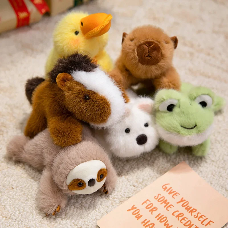 Juguete de peluche de animales Kawaii, imán para nevera de 14cm y 18cm, Mini caballo de peluche suave, pato, Rana, vaca, zorro, muñeca suave, juguetes para niños, regalo de cumpleaños