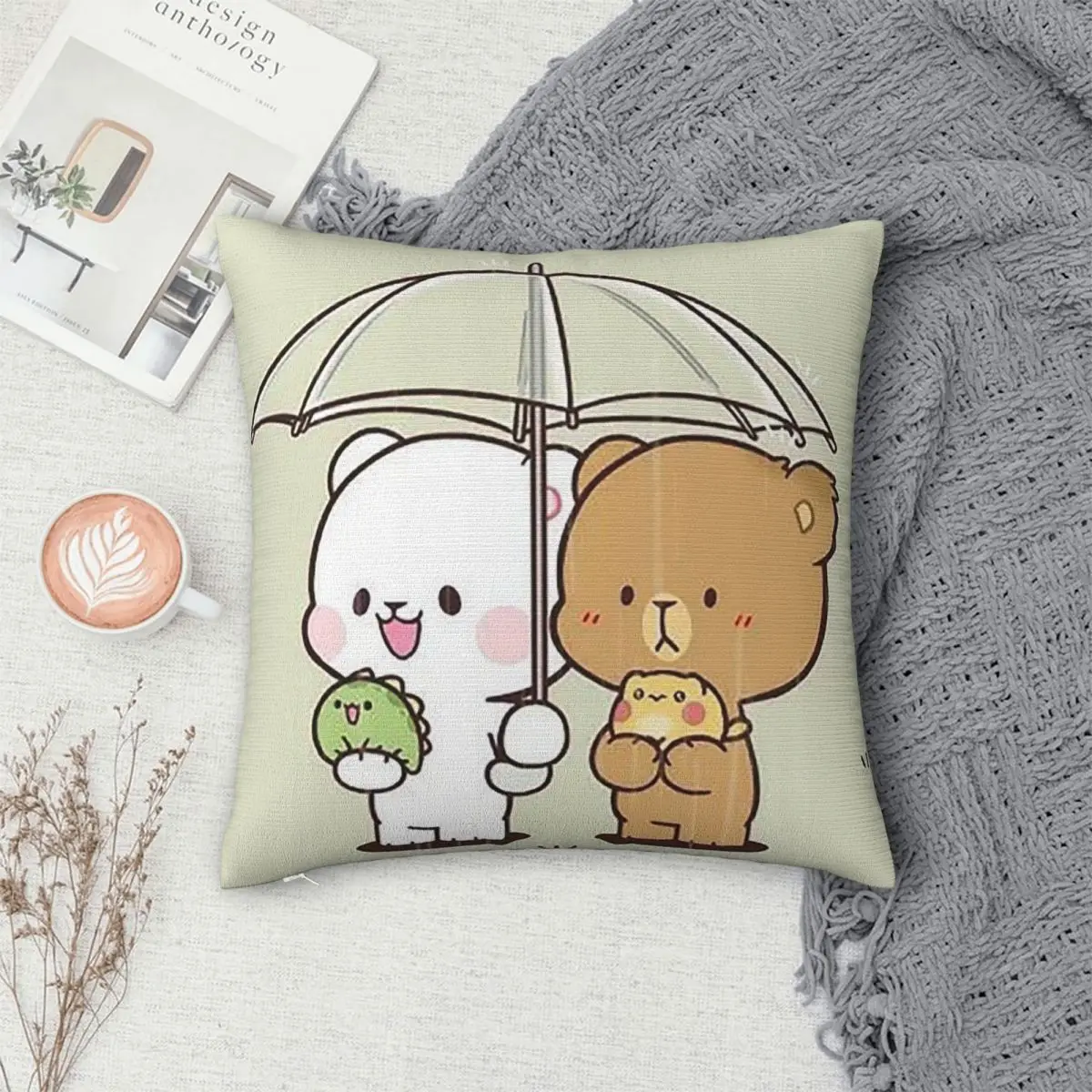 

Квадратная наволочка с медведем мокко и молоком, наволочка, наволочка для дома, спальни, автомобиля