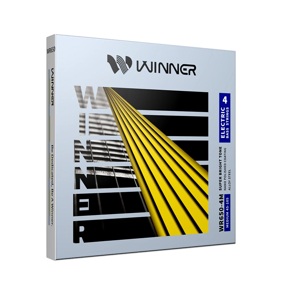 

Winner WR650-4M Electric Bass Strings Nano Polished Coatings Alloy Steel Golden Hexagon Core 45-105 Bass Strings