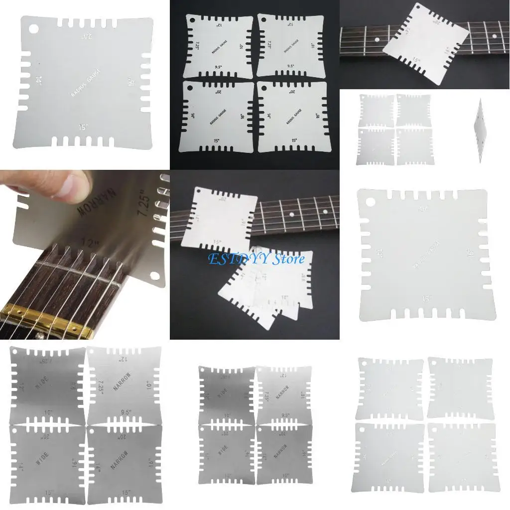 

G6DE 4pcs Guitar Notched Radius Gauges Fingerboard Measuring Tools FOR Luthier