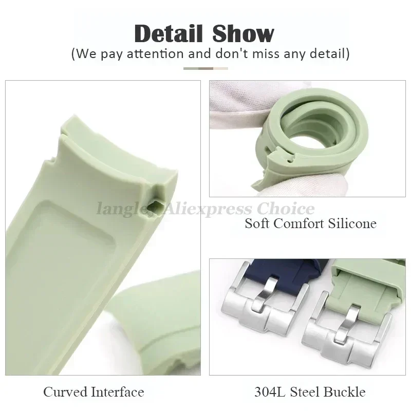 Curved End Silicone Strap for Swatch for Omega MoonSwatch Sport Diving TPU Rubber Watchband for Rolex Water Ghost Bracelet 20mm