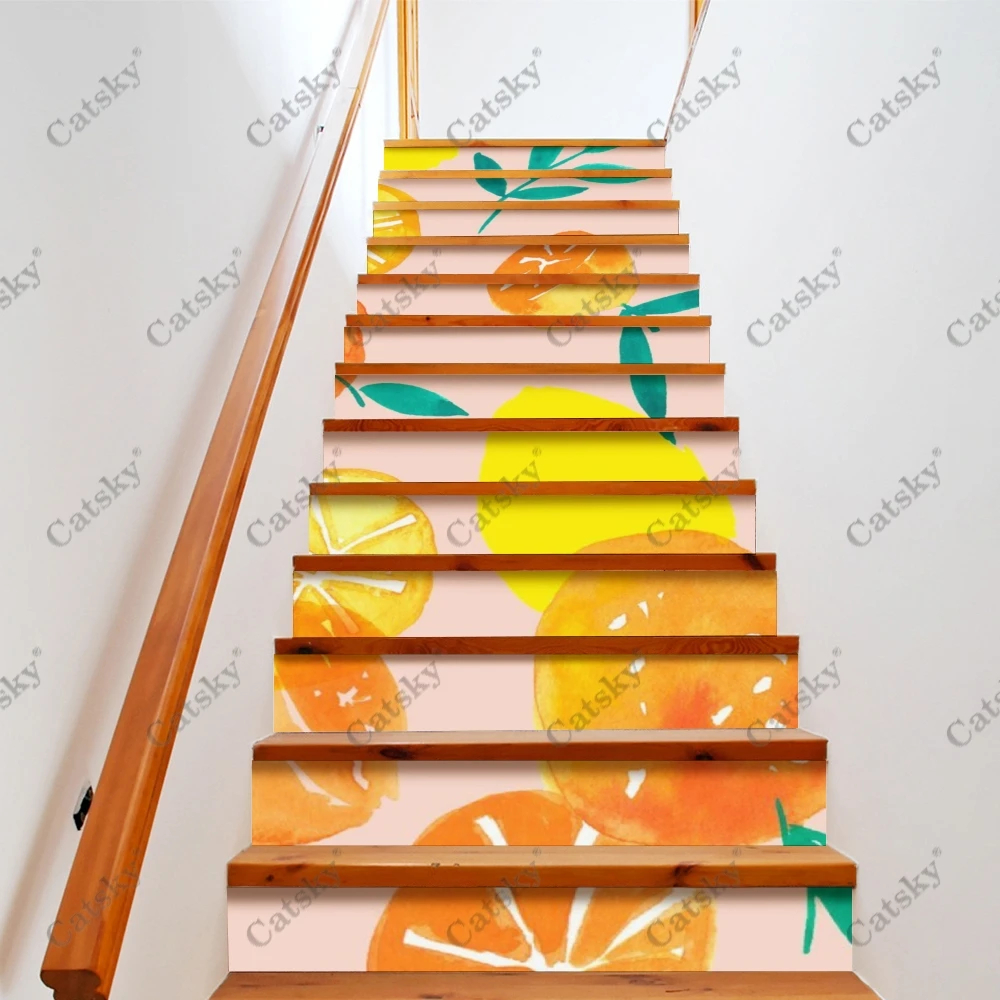 

Custom Orange Stair Stickers Self Adhesive Staircase Sticker for Stairway Covering PVC Home Renovation Staircase Decor Tread