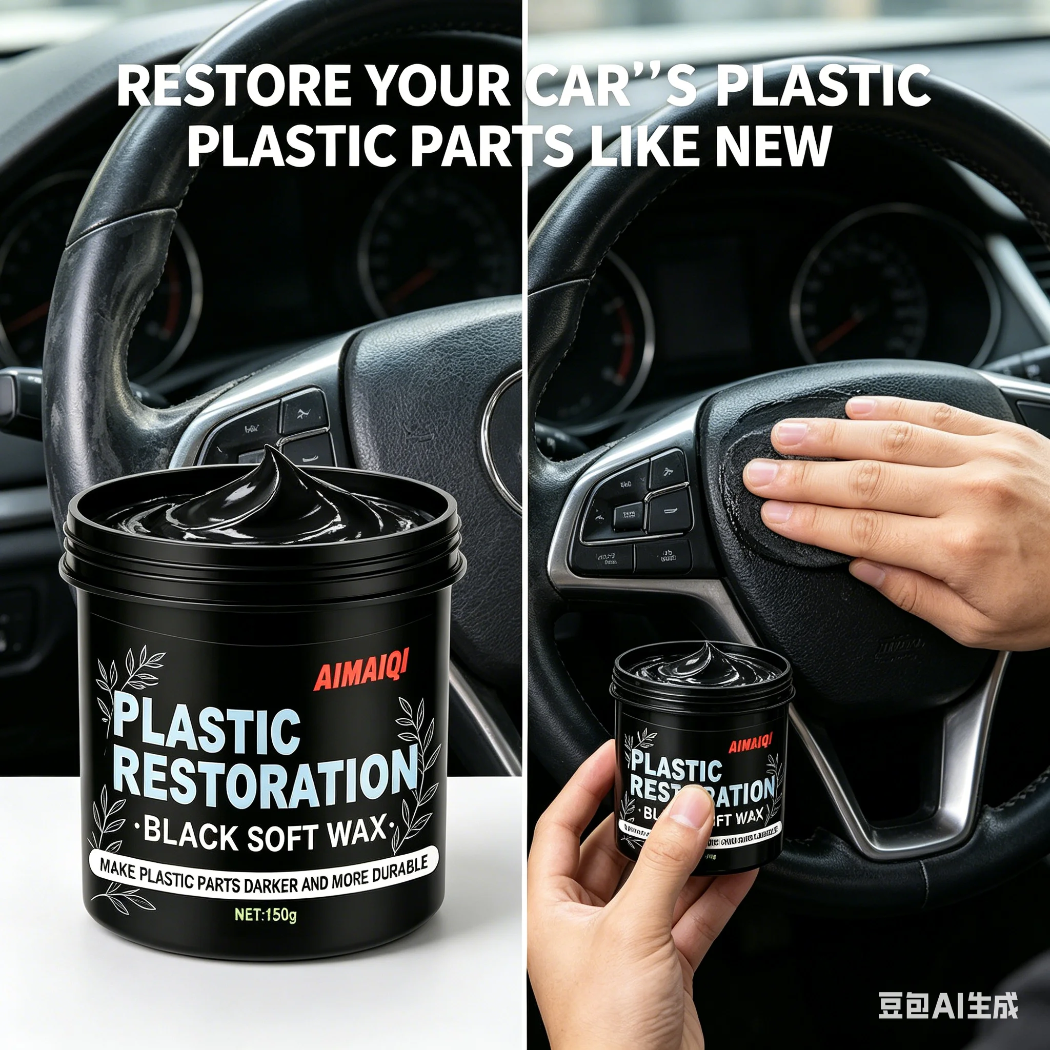 150g Premium Tire Gloss Wax, Durable Black Shine, Anti-Dust & UV Protection for Tires