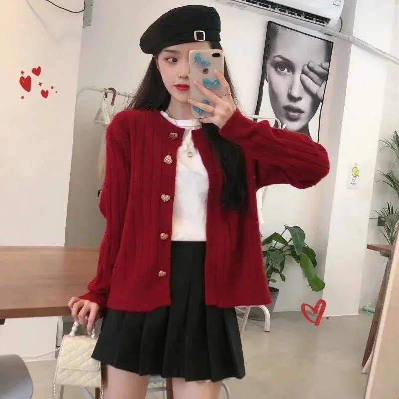 Cardigan Women Mori Girls Style French  Gentle All-match Hotsweet Knitwear High Street Y2k Autumn Fashion Youthful College