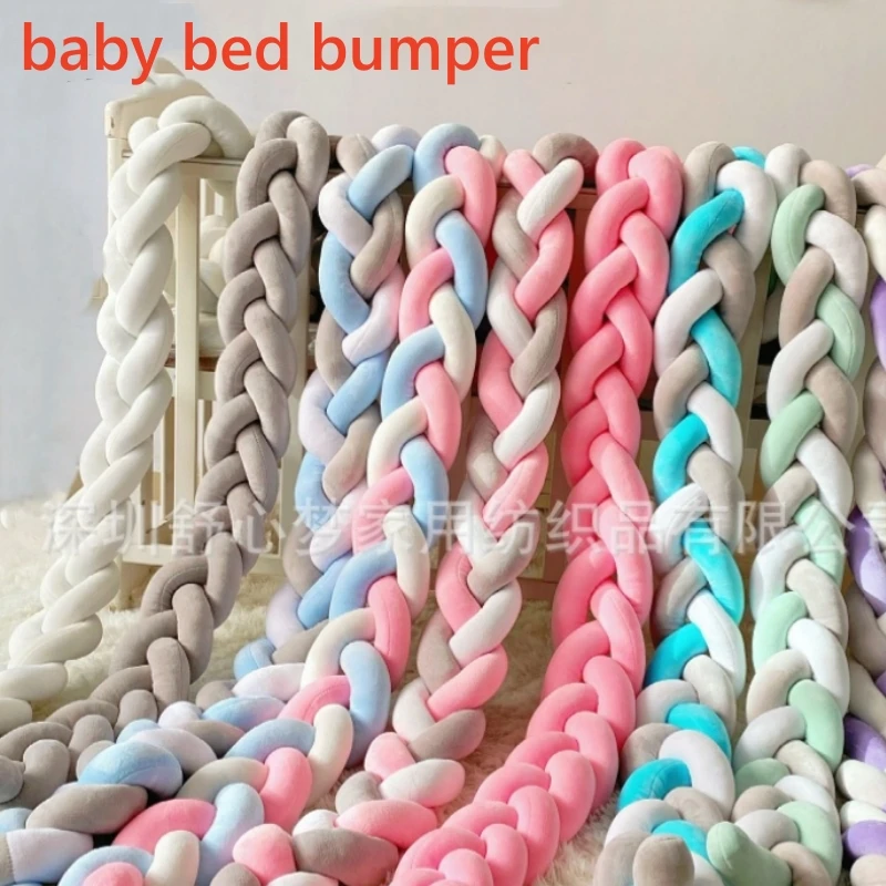 Infant Bebe Crib Protector Cot Bumper 4M Bumper for Room Deco Bed Braid 3 Shares Baby Bumper Bed Braid Knot Pillow Cushion