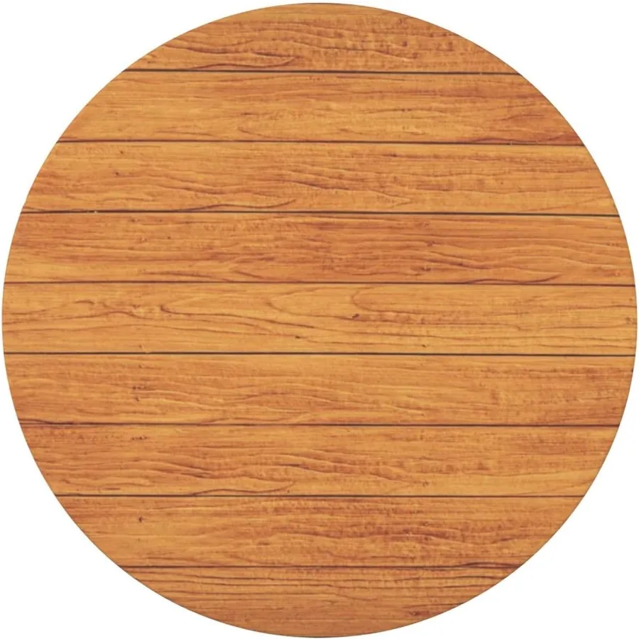 مفرش طاولة مستدير من الخشب الحبوب مع غطاء طاولة بحافة مرنة، مفرش طاولة مقاوم للماء وقابل لإعادة الاستخدام لفناء حفلات المطبخ والعطلات