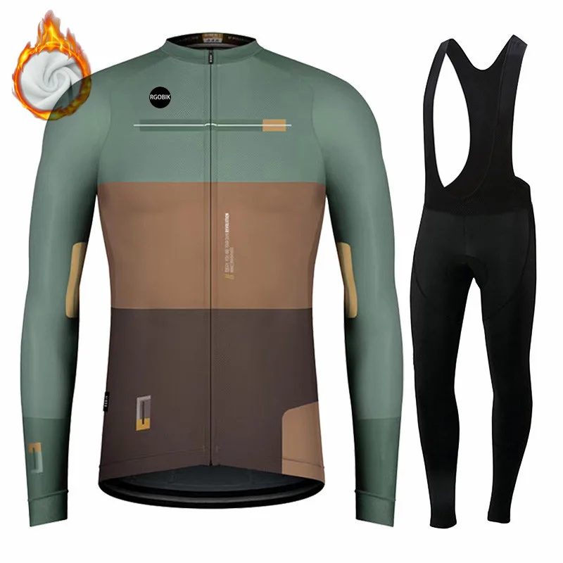 AliExpress RGOBIK Rgobik Winter Thermal Fleece Cycling Jersey Set Men Mtb Clothing Man Uniform Bicycle Clothes Complete Tricuta Bib Maillot Set