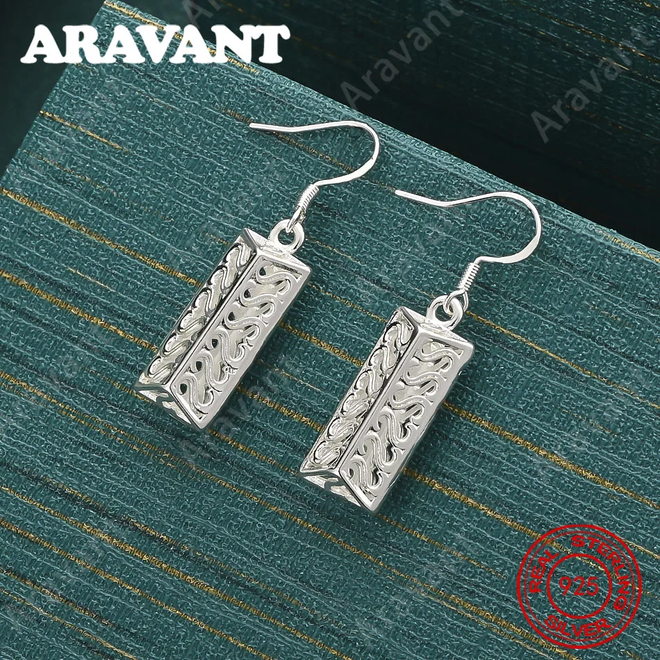 925 Sterling Silver Geometric Openwork Earrings - Exquisite And Cute Wedding Party Jewelry For Women
