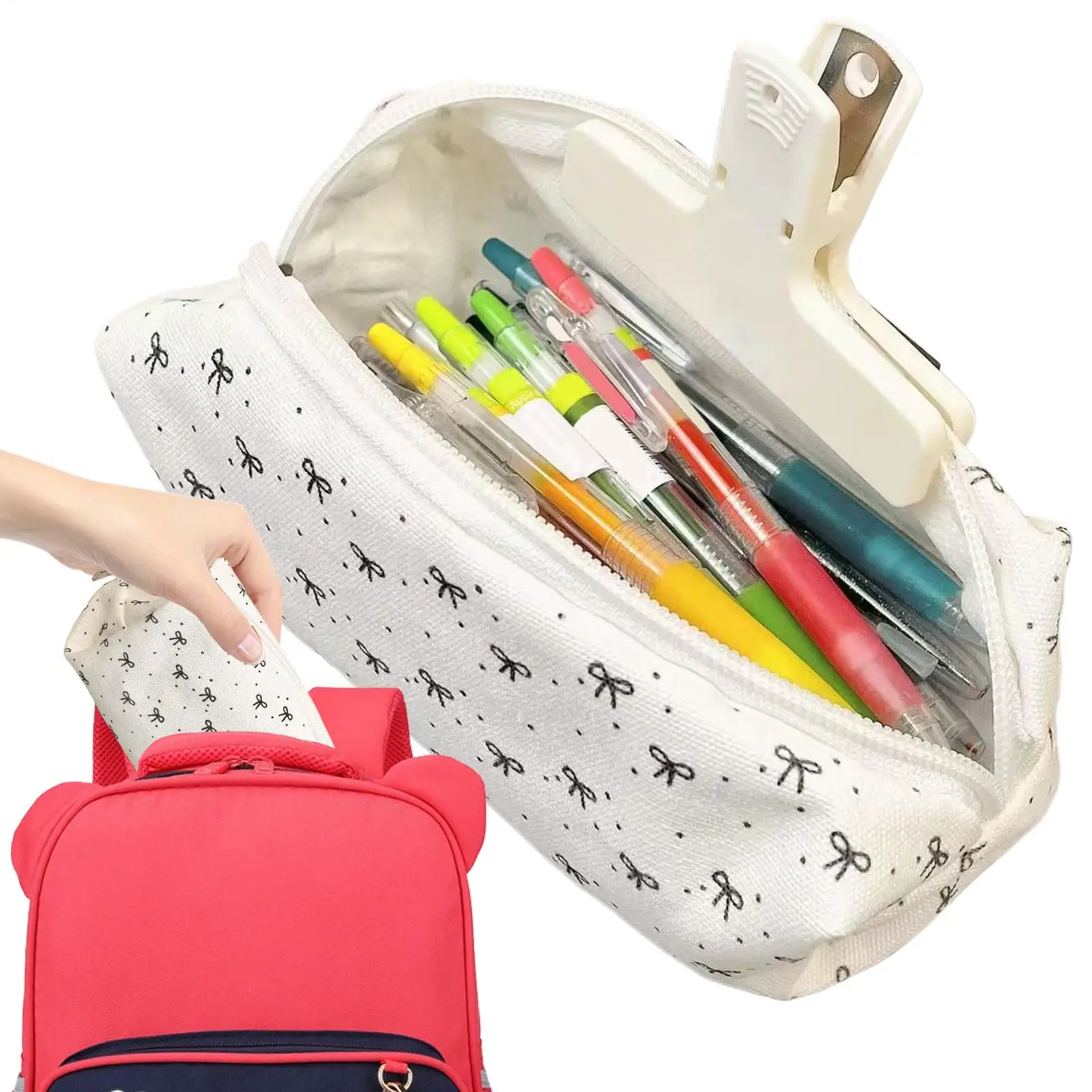 

Новый пенал с бантом и лентой, украшение, тканевый пенал, школьный органайзер для канцелярских принадлежностей, сумка для карандашей