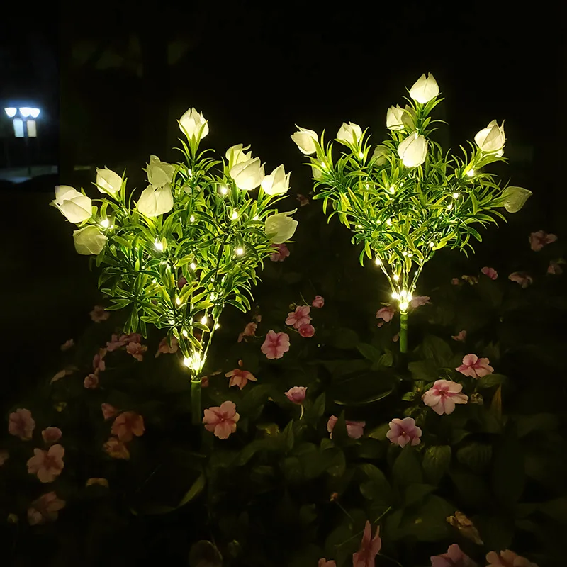 Lámpara Solar de flores artificiales, farol LED para decoración de patio, jardín, césped, césped, luces de ambiente impermeables para exteriores