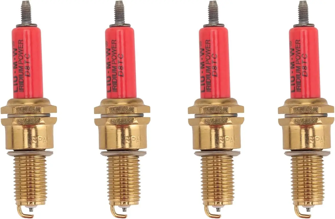 Spark Plug D8TC Red For Moped Scooters Buggy Go Karts 150cc 200cc 250cc Dirt Pit Bike ATV Quad Pack of 4