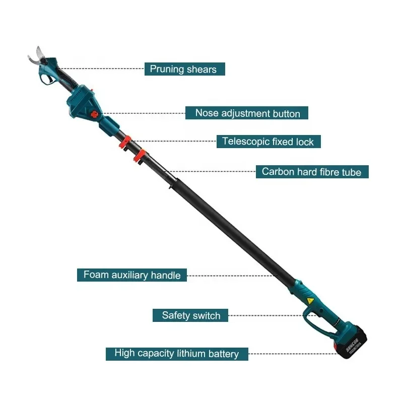 Coupe-élagage de jardin électrique sans fil, sécateur de branches d'arbres, ciseaux à poteau télescopique, tronçonneuse à alimentation au lithium, OEM, personnalisé