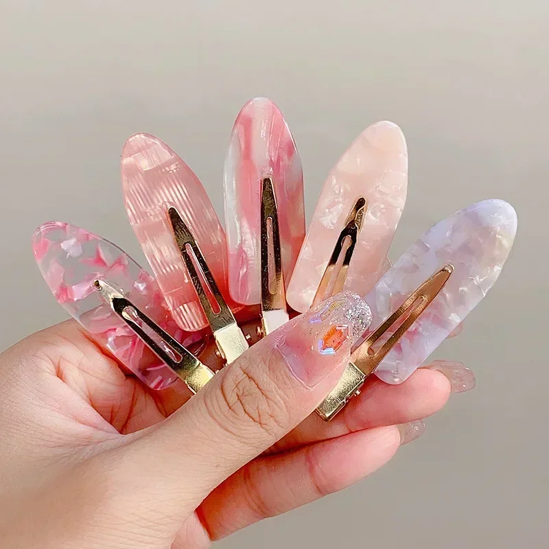 2/4pcs Sakura Pink Hair Clip Women Acetate Sheet No Bend Seamless Bangs Side Clip Simple Duckbill Clip Hairpins Hair Style Tools