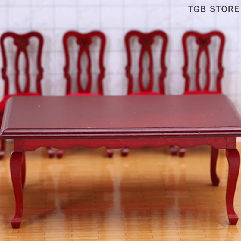 1 Stücke Miniaturen Retro Holz Esstisch Stuhl Simulation 1:12 Puppenhaus Möbel Spielzeug