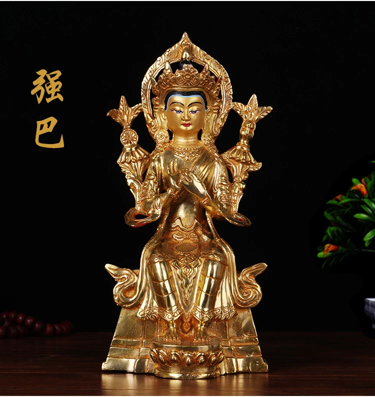 Wholesale  23CM HOME family efficacious Talisman Buddhism full Gilding Gold-plated jampa Buddha of the future statue